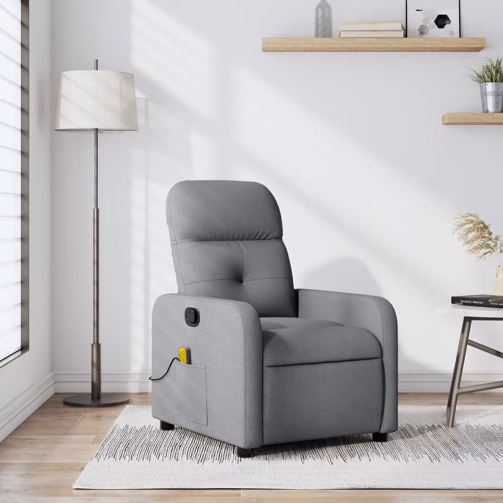 vidaXL Poltrona Reclinabile Relax Moderno in Tessuto Grigio con Braccioli