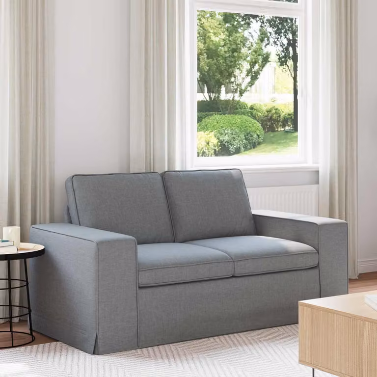 Divano moderno vidaXL in tessuto grigio con struttura in metallo L: 162 cm, P: 80 cm, H: 82 cm