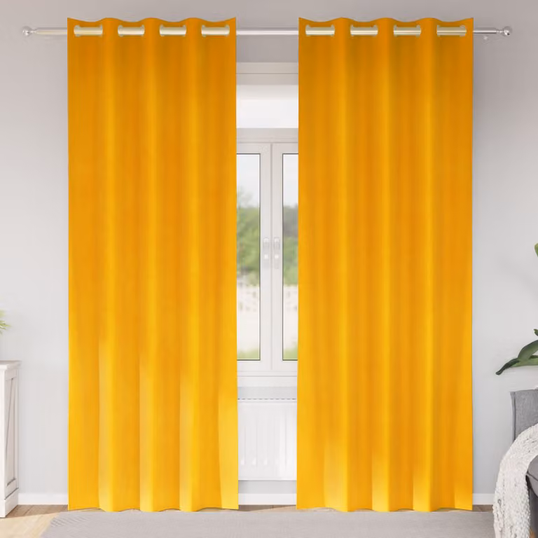 Set di 2 tende oscuranti in velluto vidaXL, colore giallo, L 140 cm x H 225 cm