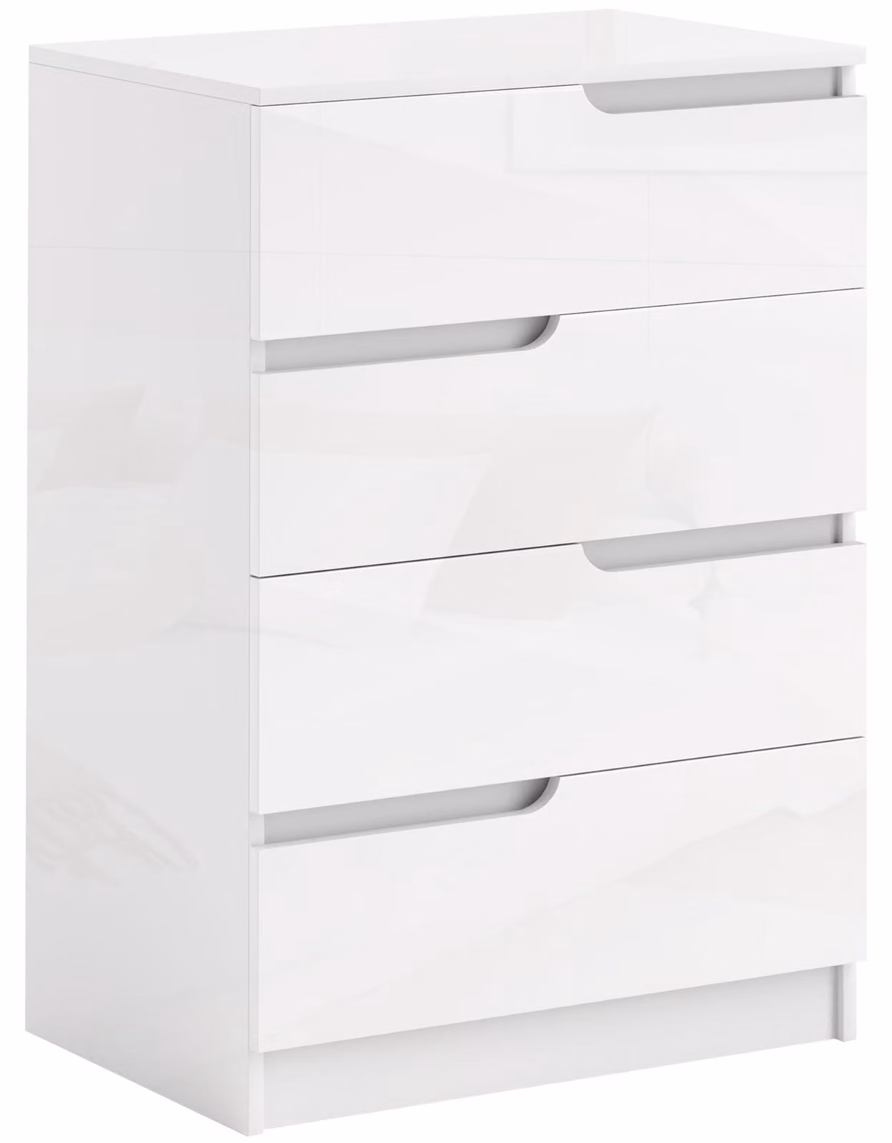 Comodino HOMCOM con 4 cassetti per soggiorno, bianco lucido