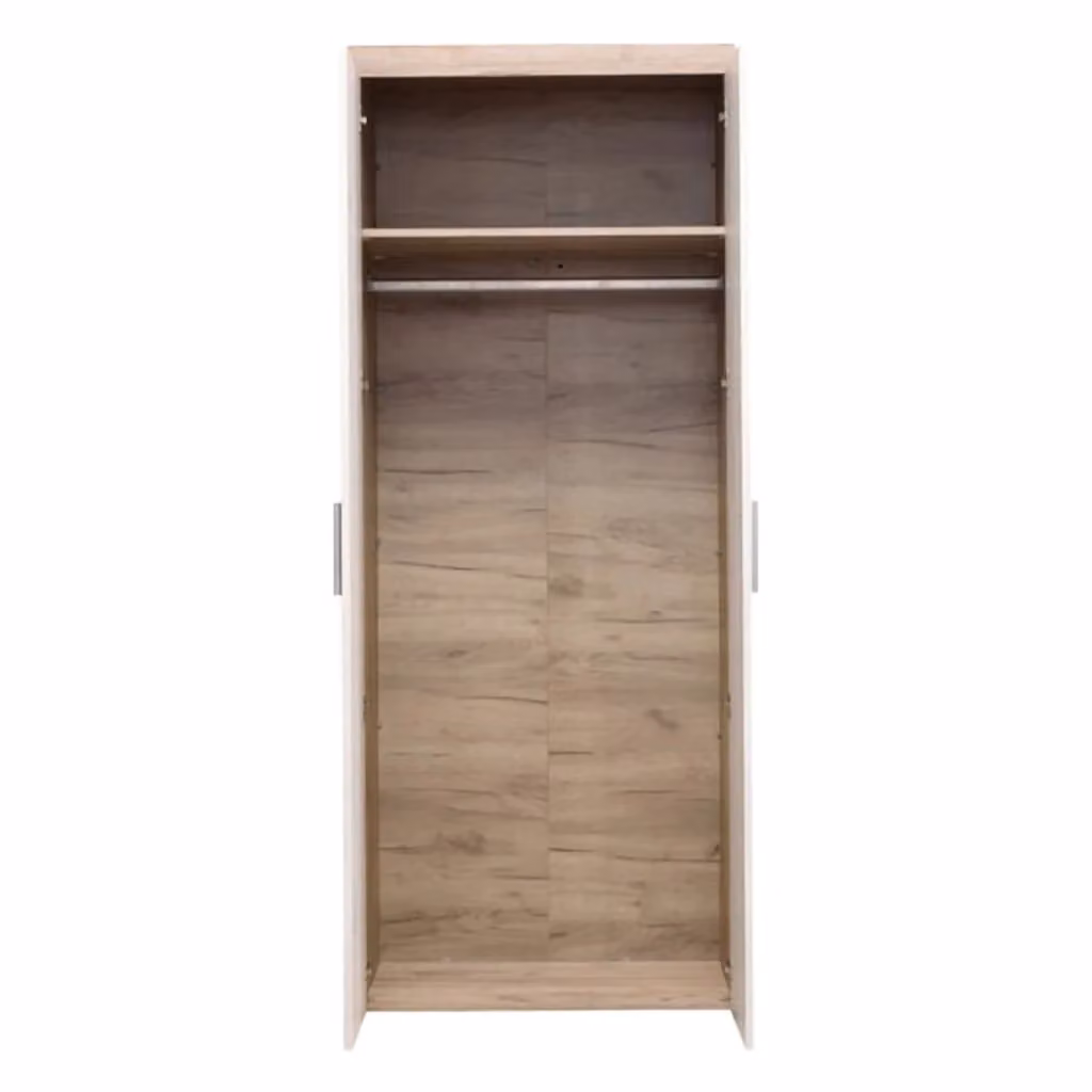 Armadio da camera da letto Egna DMORA con 2 ante, cassetti interni e appendiabiti, Bianco Larice, L: 80 cm, H: 202 cm – 2