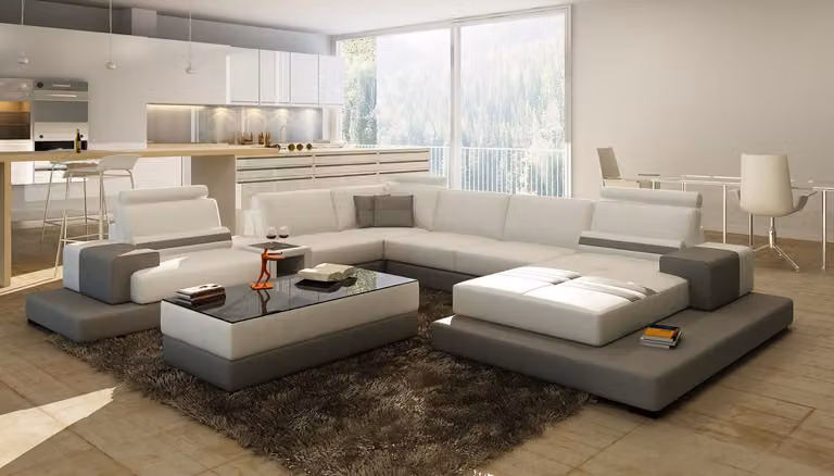 Wunderschöne XXL Leder Wohnlandschaft U-Form Ecksofa Sofa Couch Polster Ecke