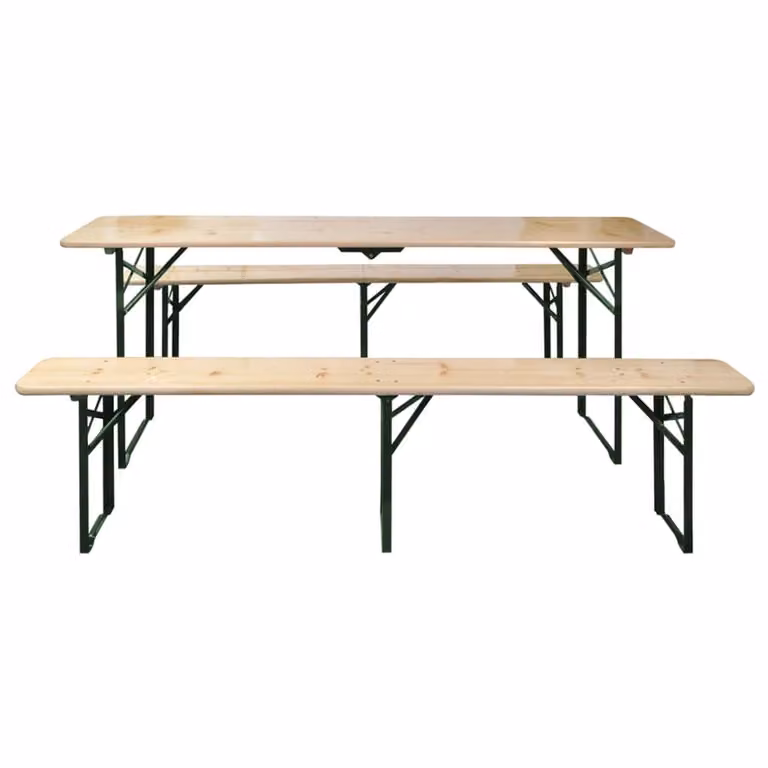 Tavolo da Birreria Pieghevole 2 Panche 220 cm Legno di Abete