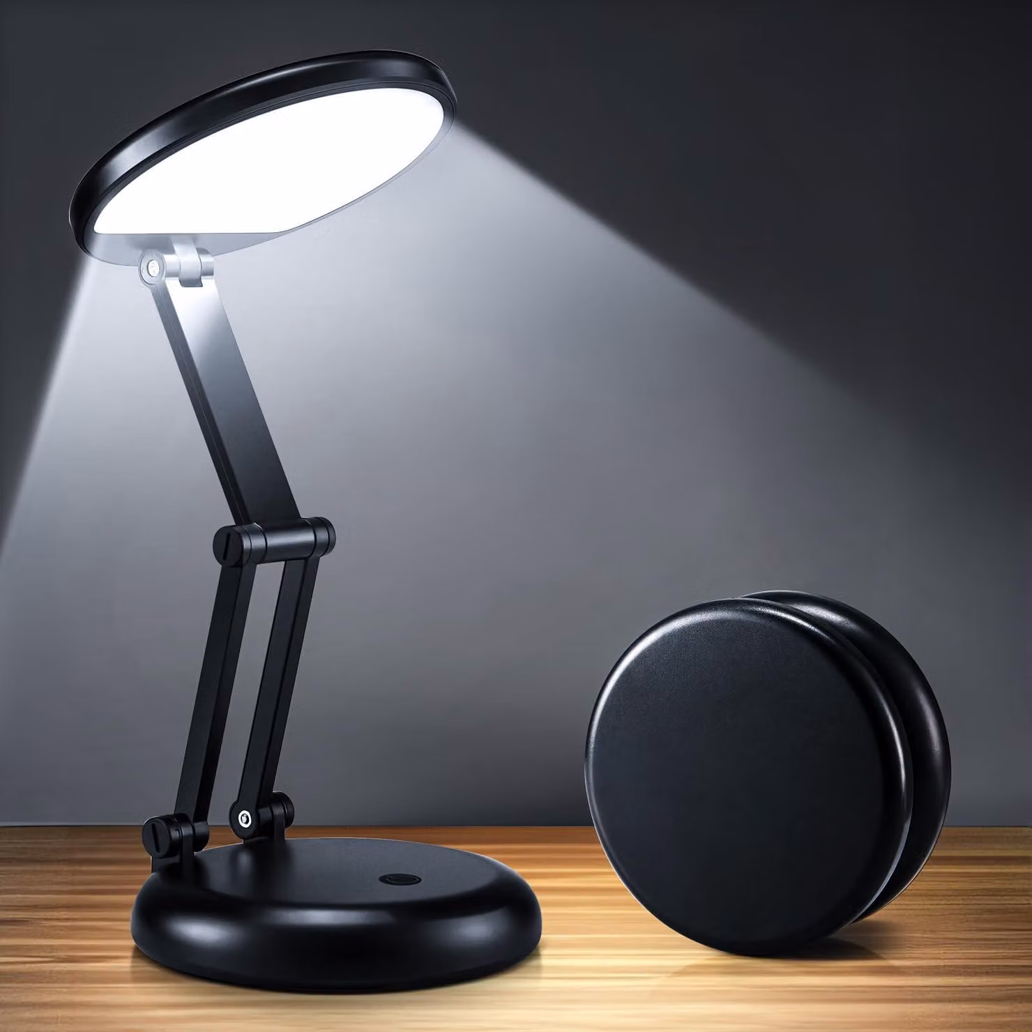 Lampada da scrivania a LED, batteria da 3600 mAh, 9 livelli di luminosità, ricaricabile, wireless, pieghevole e portatile