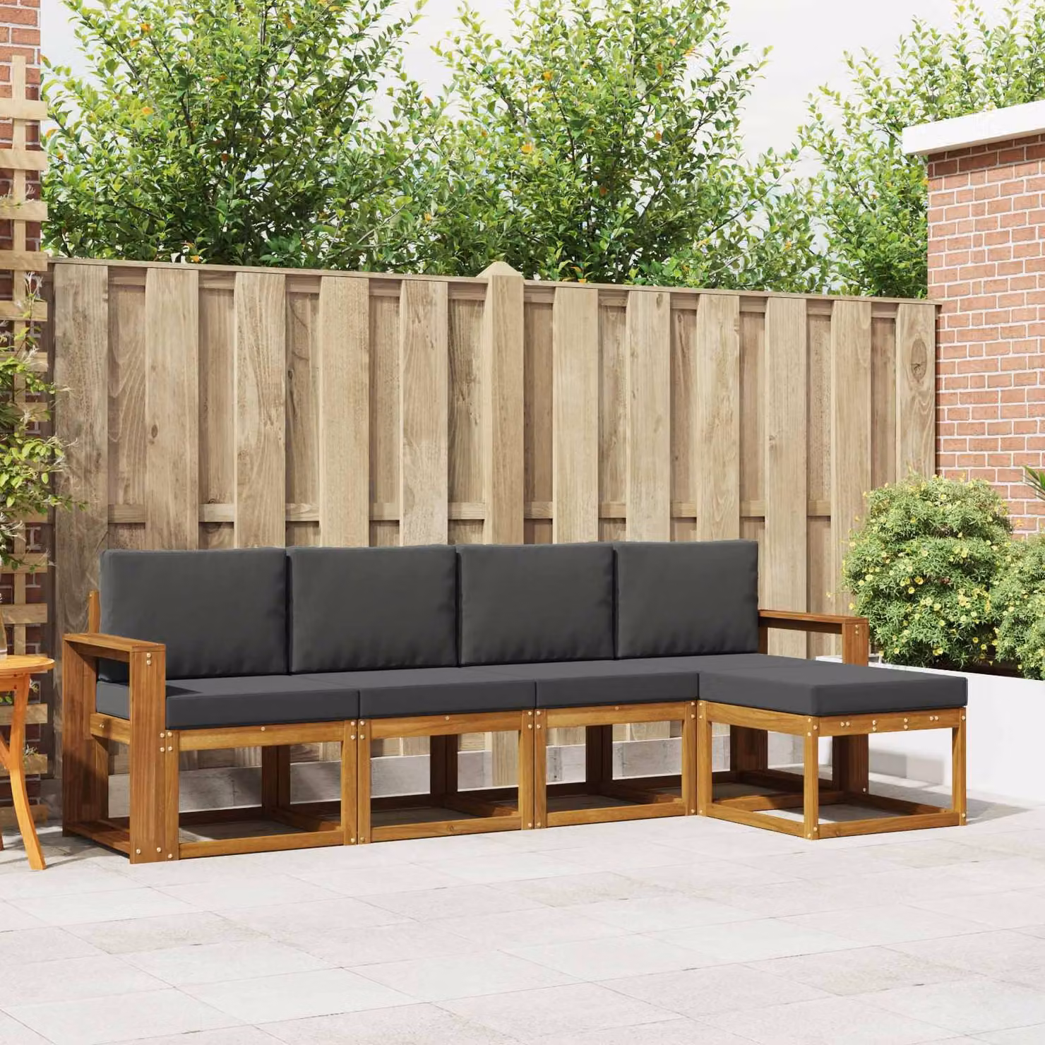 vidaXL Set di divani da esterno 5 pz in legno di acacia con cuscini, colore marrone e antracite