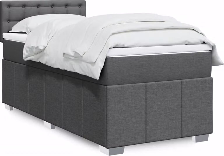 Maison Exclusive - Letto boxspring con materasso grigio scuro 90x190 cm Tessuto