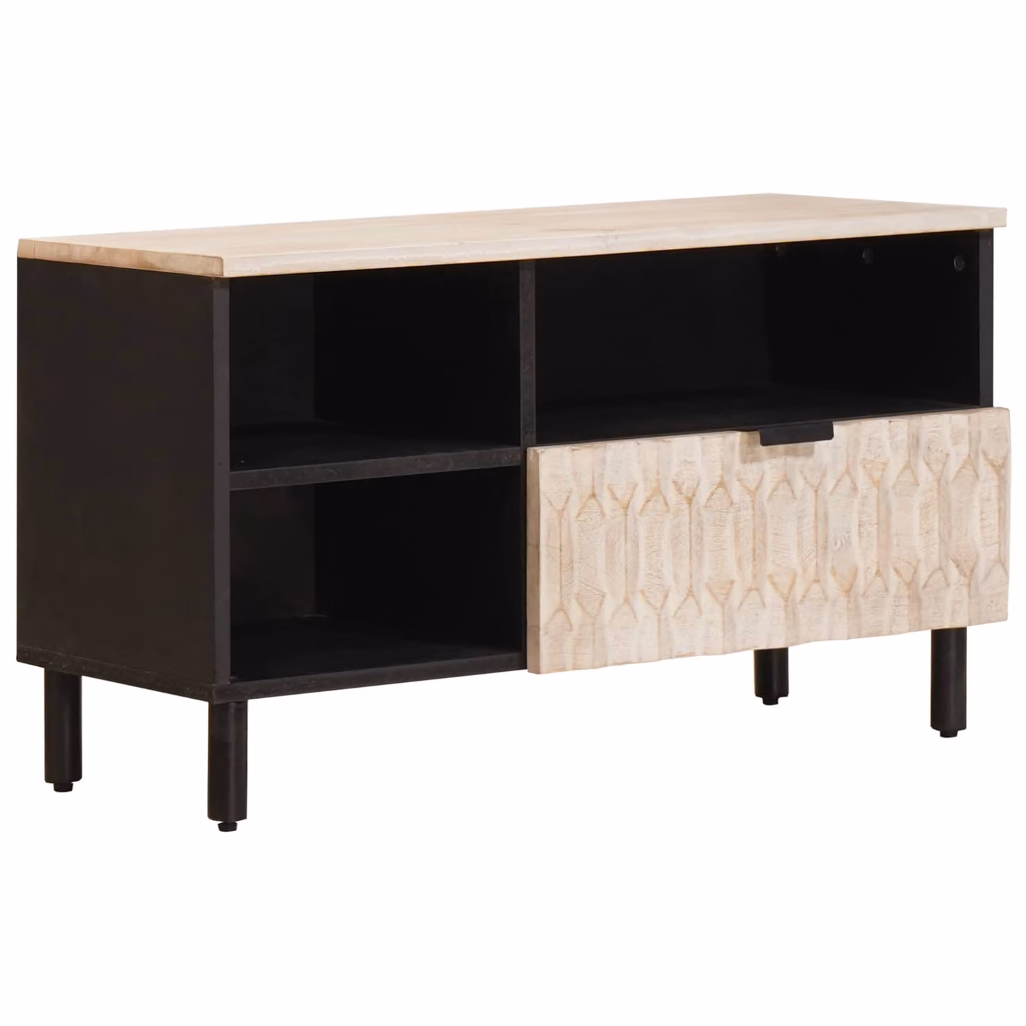 Mobile TV con cassetto vidaXL in legno e metallo, Bianco Lavato, L 80 cm x P 33 cm x H 46 cm