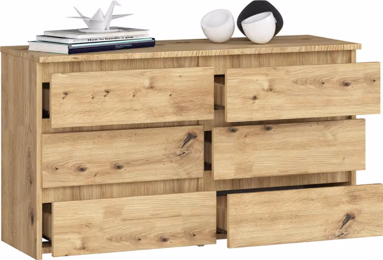 BDW, cassettiera, 6 cassetti, 100x57, credenza, credenza, rovere Artisan