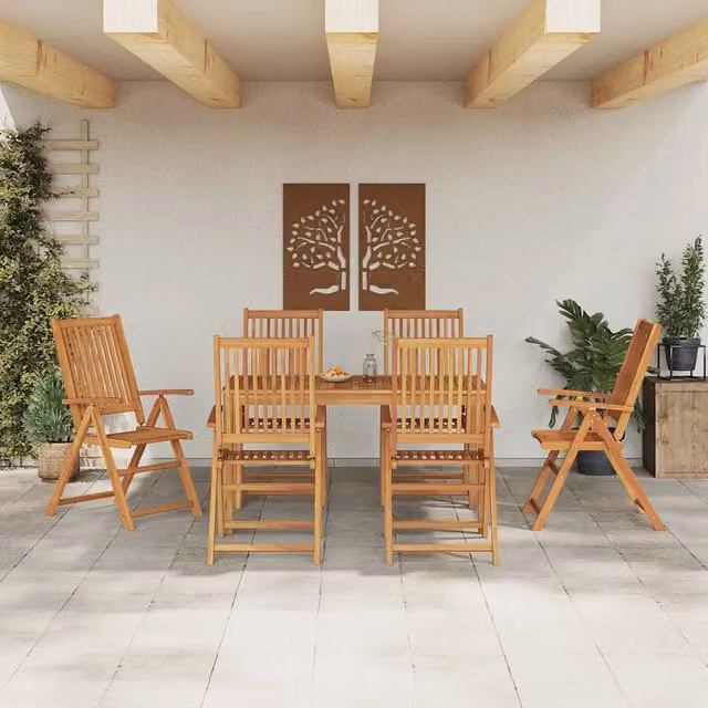 Set da Pranzo per Giardino 7 pz 6-Posti Naturale 3394735