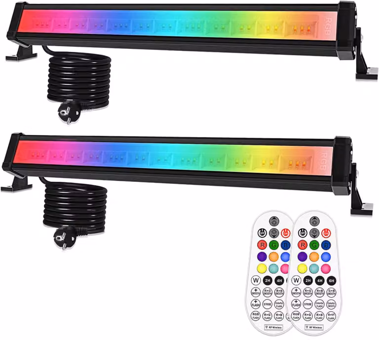 Fari LED RGB da 42W, confezione da 2 pezzi, grado di protezione IP66, 10 colori, 30 modalità, con telecomando