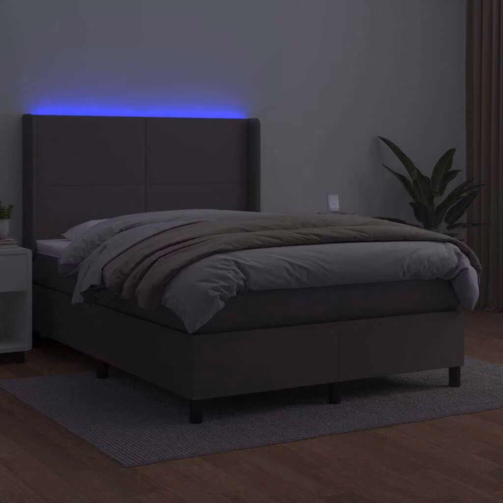 Maison Exclusive - Giroletto Molle con Materasso e LED Grigio 140x190cm Pelle finta
