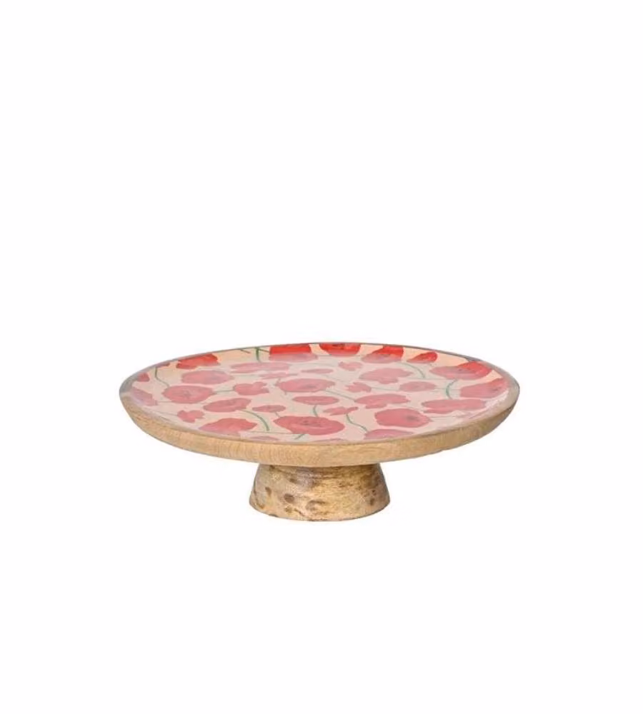 Decoris Vassoio Decorativo in Legno 27,5x9,5 cm con Papaveri