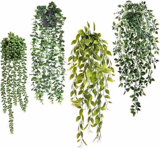 Vite artificiale, 4 pezzi, 65 cm, decorativa, verde, in plastica, per esterni, giardino, interno