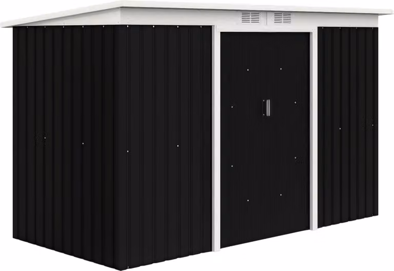 Casetta da giardino Outsunny con porta scorrevole, in acciaio, grigio scuro