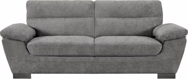 Divano moderno a 3 posti Dallas in tessuto grigio con struttura in legno e poggiatesta regolabile - L: 210 cm, P: 88 cm, H: 90 cm – 1