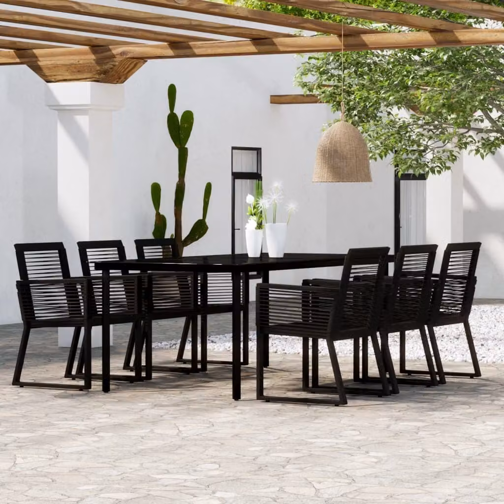 The Living Store Set da pranzo da giardino 7 pezzi nero