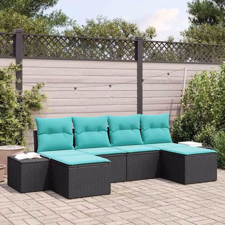 Maison Exclusive - Set da giardino composto da 6 pezzi, divano in rattan sintetico nero