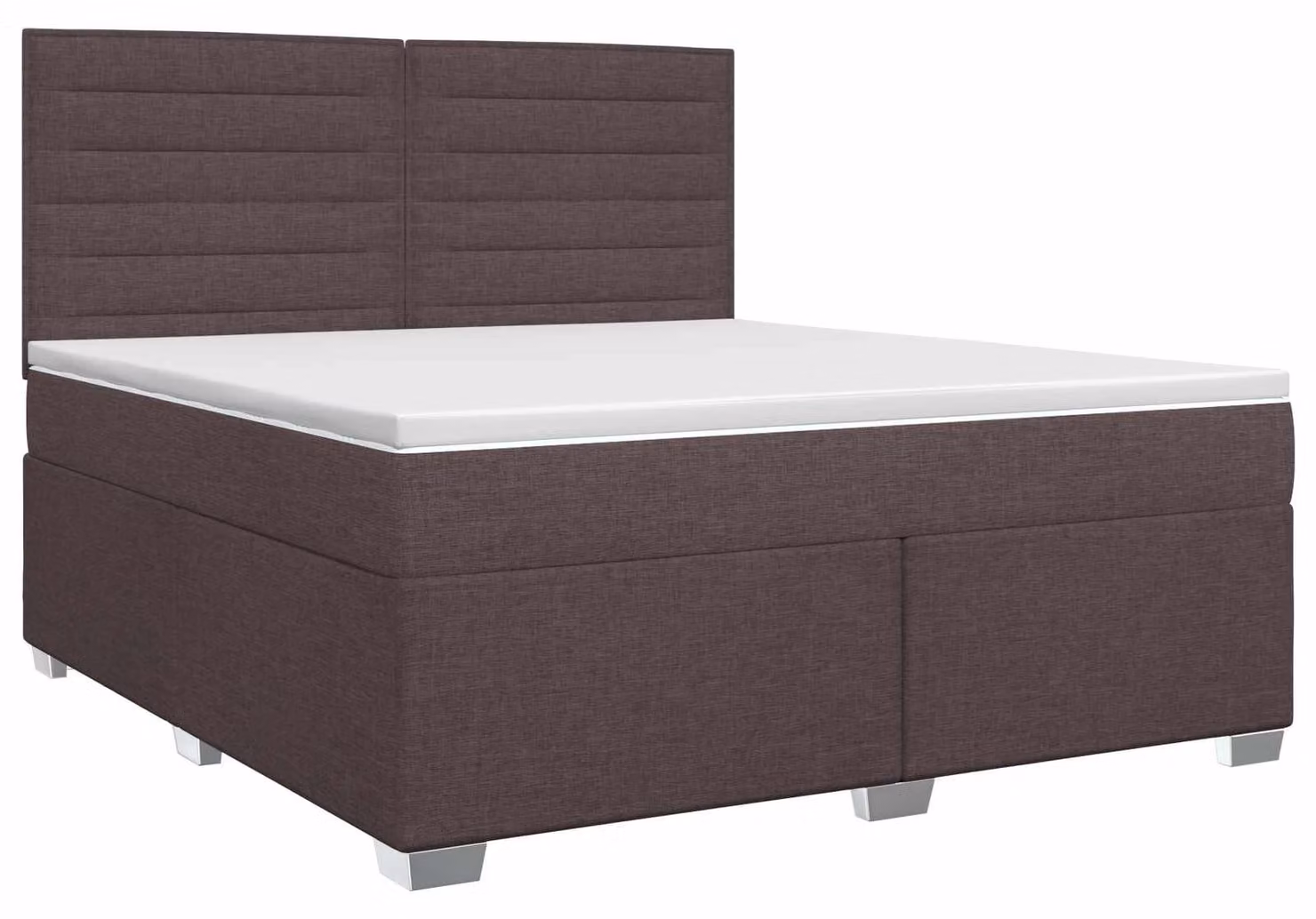 Letto con rete a molle e materasso, colore marrone scuro, dimensioni 140 x 190 cm, rivestito in tessuto
