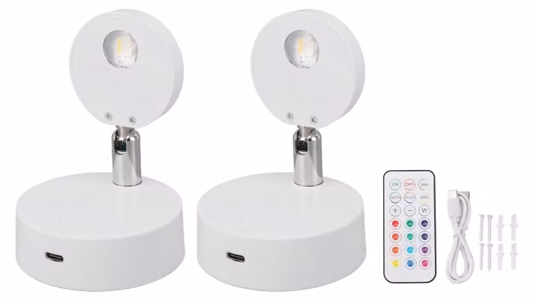 Fari a LED, luci per vetrine ricaricabili, faretti da incasso RGB, 13 colori, mini luci per vetrine, applique girevoli