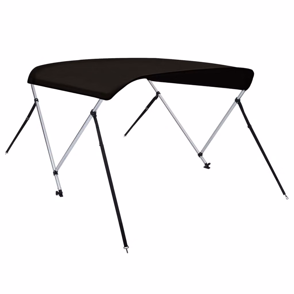 Bimini di Prua con Tendalino 2 Archi Nero 180x150x110 cm