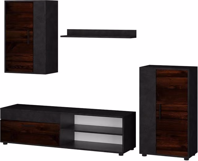 Parete attrezzata soggiorno Berno Vicco marrone, set di 4 elementi in stile minimalista