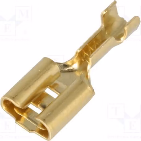 10 connettori a crimpare: piatti, 6,3 mm, spessore 0,8 mm, femmina, per cavi da 0,5 a 1 mm², adatti a cavi isolati (tipo 3831.60)