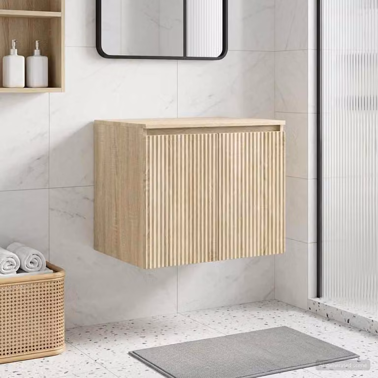 vidaXL Mobiletto da Bagno Moderno a Muro in Rovere Sonoma, Marrone, L: 62,5 cm, P: 44,5 cm, H: 50 cm