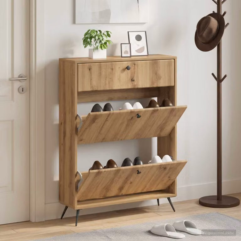 Mobile porta scarpe vidaXL BREDA in legno color rovere, L/P/H: 78 x 24 x 103 cm