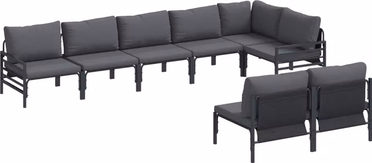 Set Divano da Giardino con cuscino 8 pcs Nero Acciaio