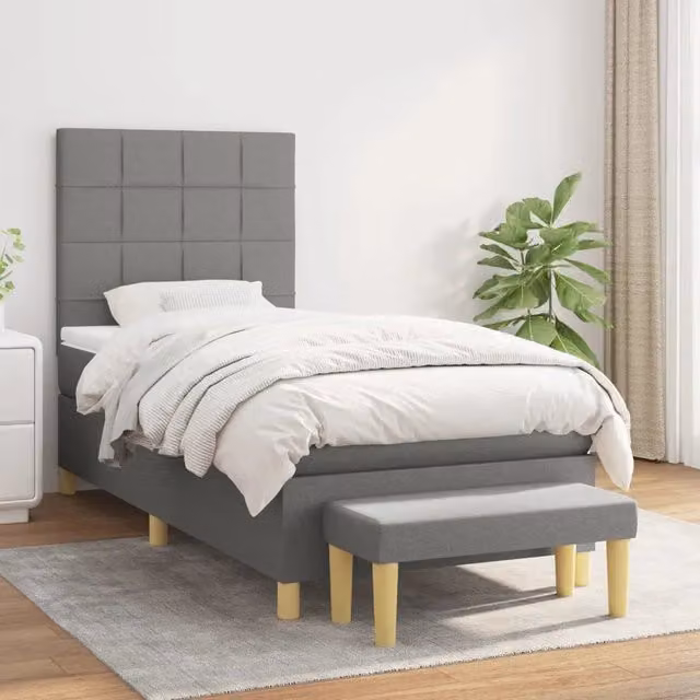 Letto Ibrido con Giroletto a Molle e Materasso vidaXL, Grigio e Bianco, L/P/H: 80 x 200 x 203 cm