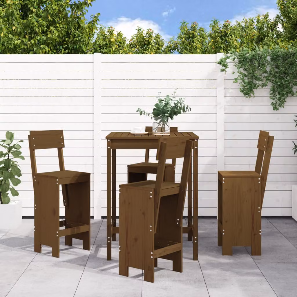 Set Bar da Giardino vidaXL in Legno di Pino Marrone 5 Pezzi
