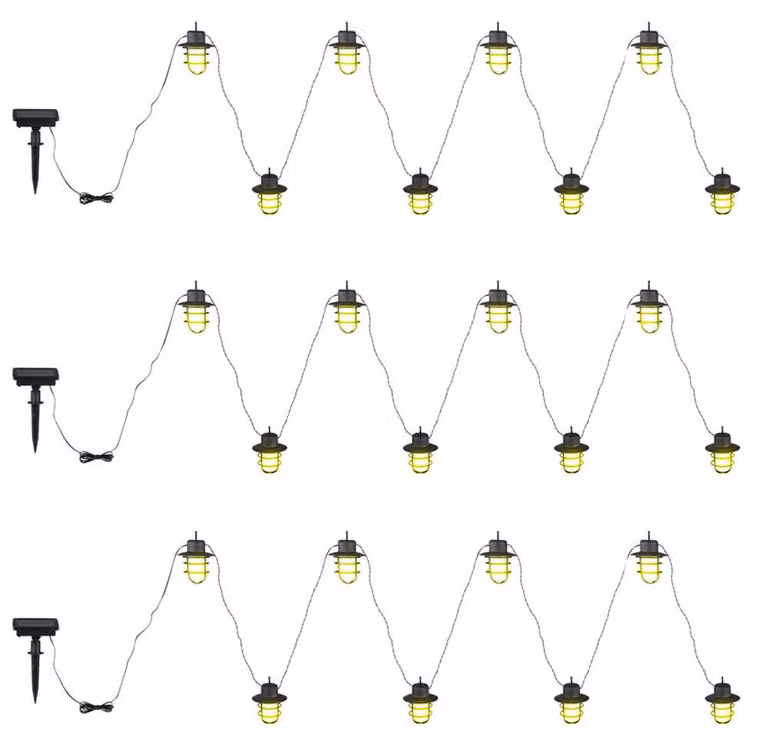 Ghirlanda luminosa a LED con alimentazione solare, 24 lanterne con effetto fiamma, lunghezza 200 cm