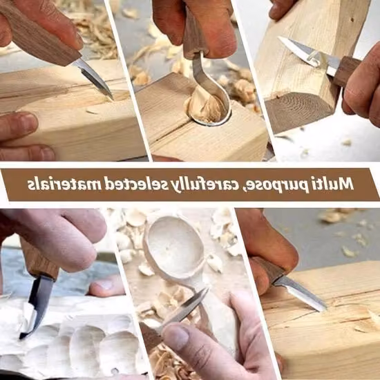 Set di 10 utensili professionali per la lavorazione del legno in acciaio inossidabile con guanti, multicolore
