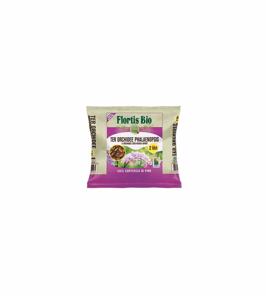 Flortis Terriccio per Orchidee Phalaenopsis 2L Bio con Corteccia di Pino