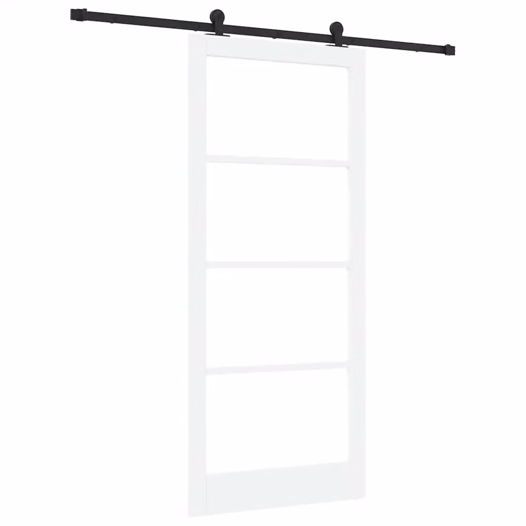 Porta scorrevole minimalist vidaXL in legno e vetro, Bianco e Nero, L: 93 cm, H: 211 cm – 2