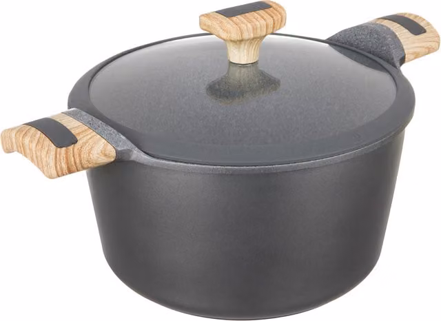Casseruola Kasanova Evolution con coperchio in silicone, antiaderente, grigia, diametro: 22 cm