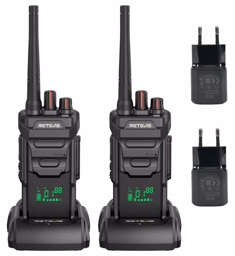 Walkie-talkie impermeabile - nero, 16 canali - batteria da 1500 mAh - ricarica tramite USB