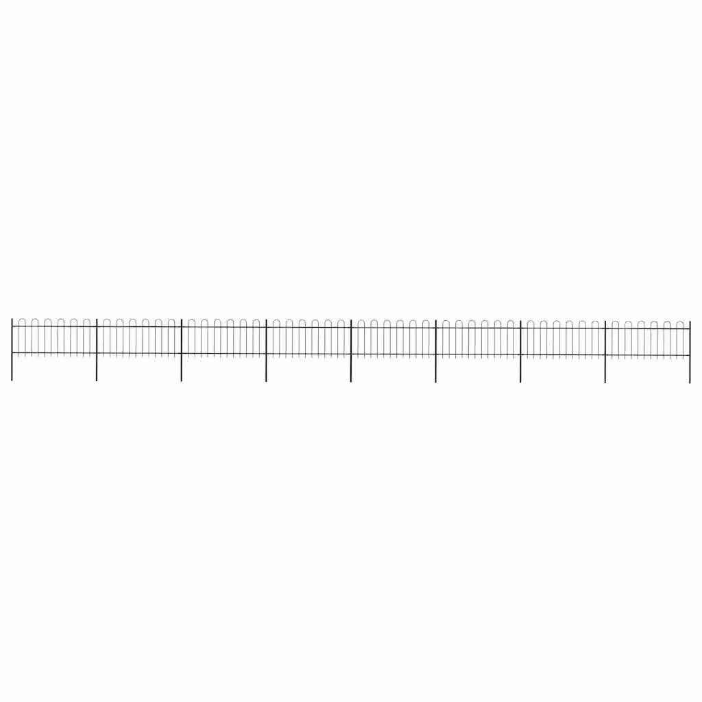 Recinzione da giardino vidaXL in acciaio con parte superiore ad anello, colore nero, L: 1339 cm, H: 80 cm