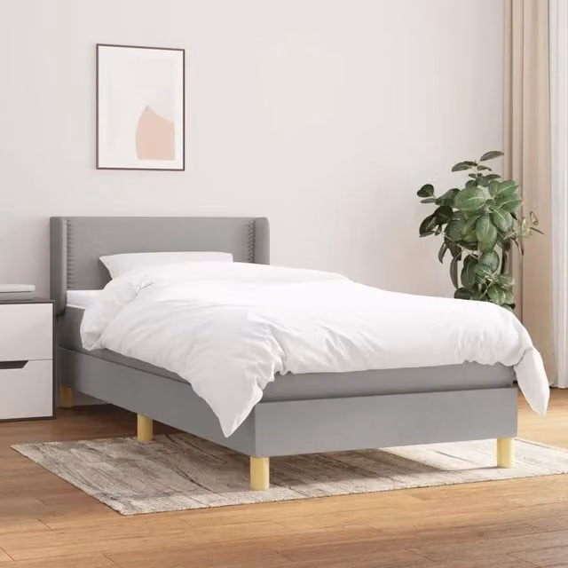 Letto Ibrido vidaXL con Giroletto a Molle e Materasso Grigio Chiaro L/P/H: 203 x 103 x 88 cm