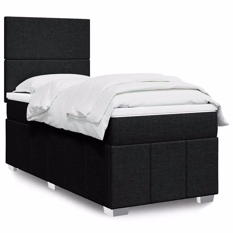 vidaXL Giroletto a Molle con Materasso in Tessuto Nero L: 100 cm, P: 200 cm