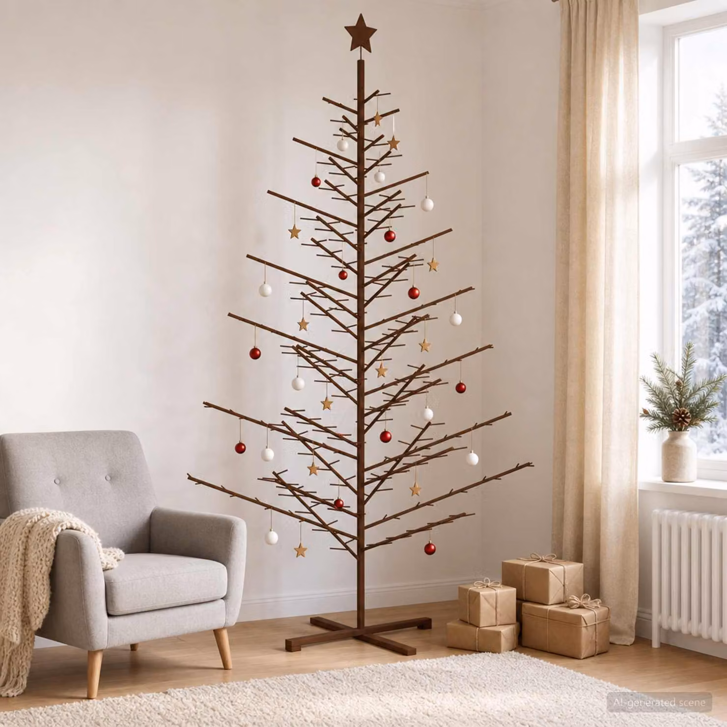 vidaXL Albero di Natale in legno 240 cm Bambù e legno di pino massello