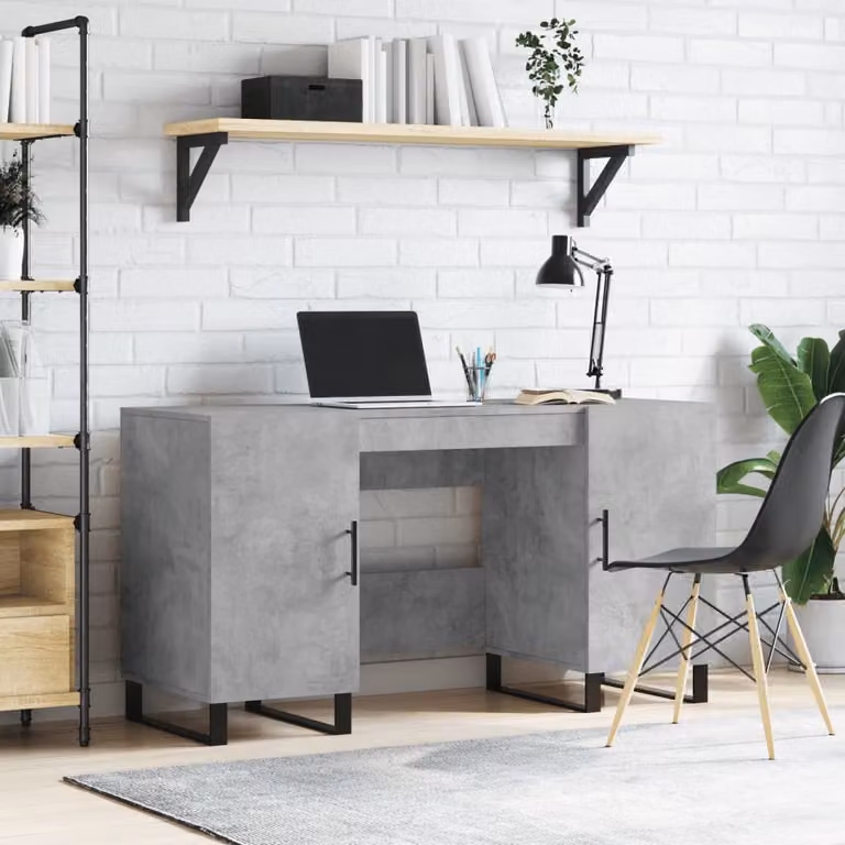 Scrivania da ufficio vidaXL in stile industriale, colore grigio, L/P/H: 140 x 50 x 75 cm