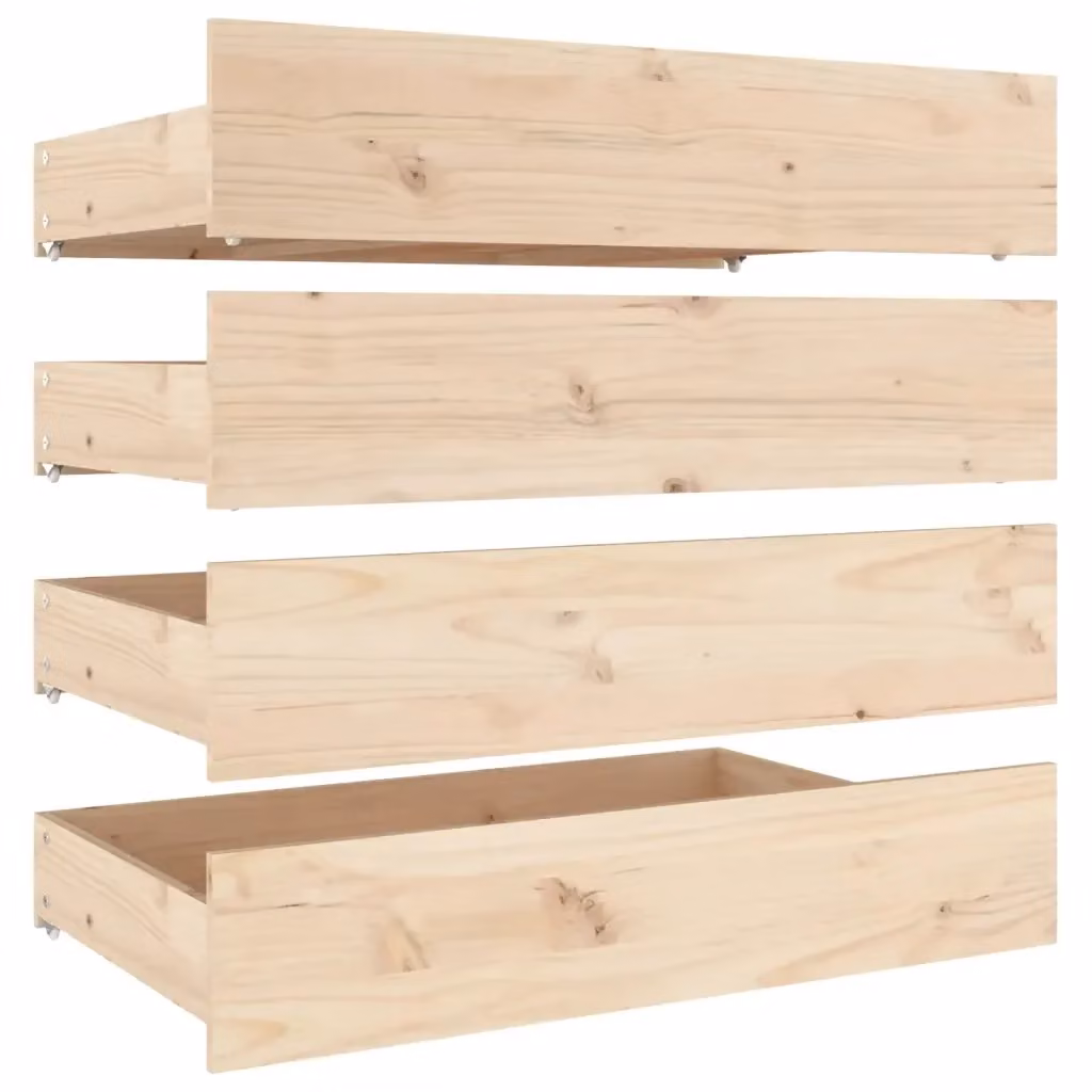 Set di 4 cassettoni da letto vidaXL in legno massello di pino, colore marrone – 2