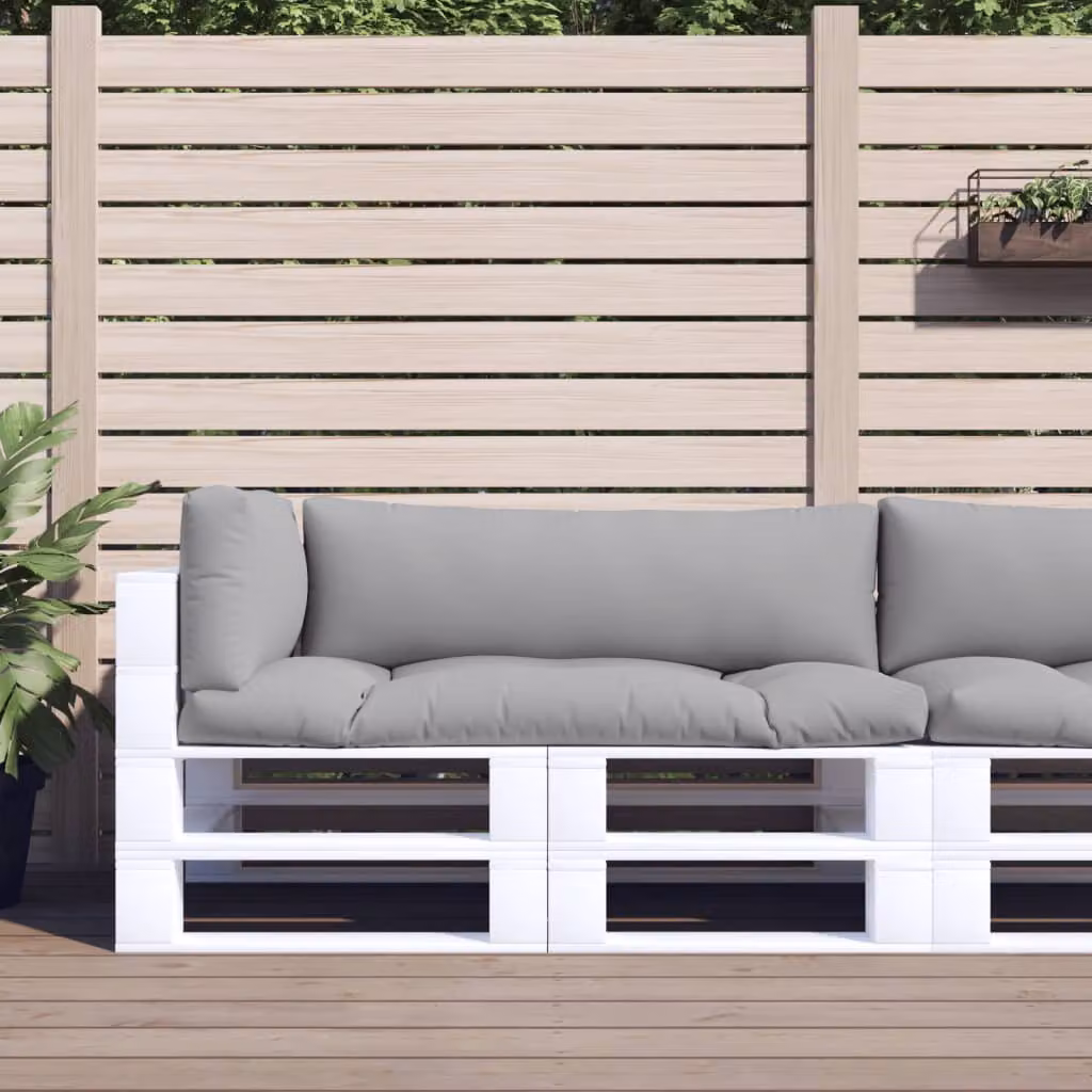 Set di 3 cuscini per pallet vidaXL in poliestere grigi, idrorepellenti e resistenti ai raggi UV