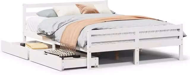 Letto matrimoniale | Letto per adulti | Letto senza Materasso Bianco 135x190 cm Legno Massello di Pino
