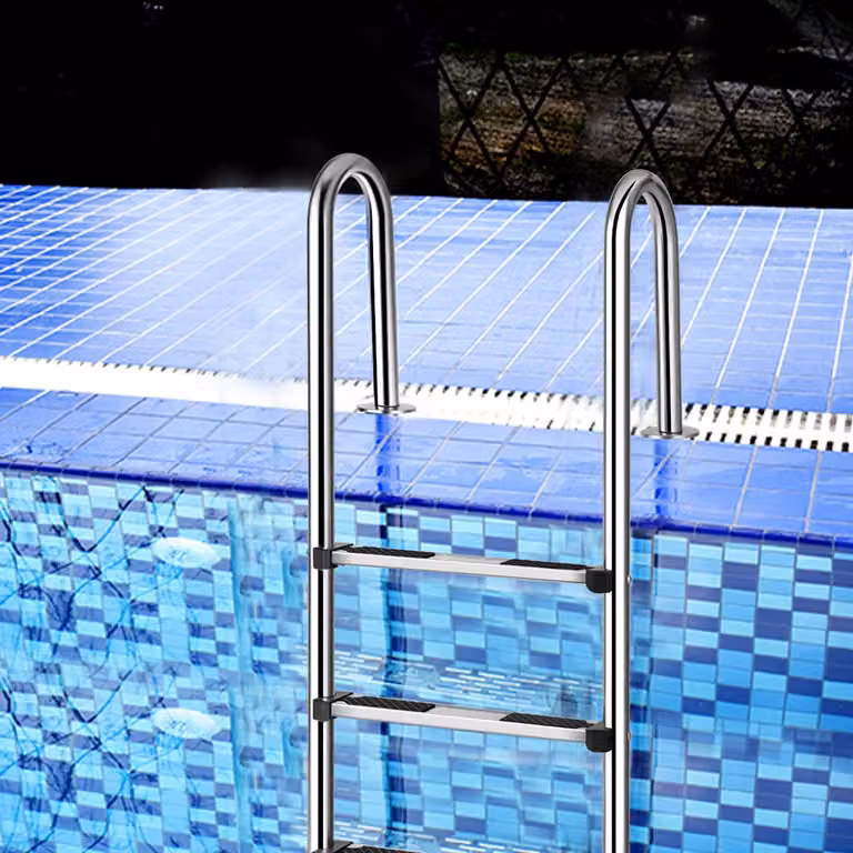 Scaletta per piscina Costway con 3 gradini antiscivolo in acciaio inox 304 color argento per piscine interrate