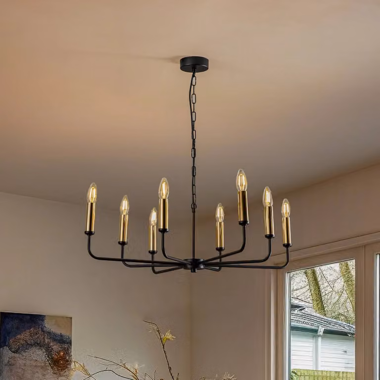Lampadario a soffitto Ampli Domiluce, dimmerabile, Nero, Soggiorno / Sala da pranzo, Metallo, Moderno, Lampadario