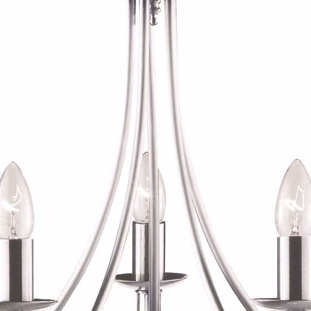 Lampadario a sospensione Searchlight in metallo e vetro stile industrial-nordico argento con 5 luci E14