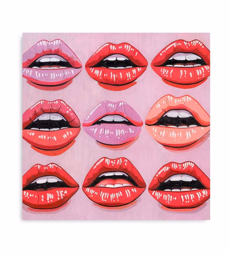 Domo Mea Dipinto Decorativo su Tela - Labbra - 30 x 30 cm