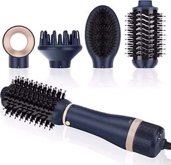Spazzola elettrica per capelli - Spazzola termica per capelli - Spazzola per capelli a forma rotonda - Spazzola anticalcare per capelli - Blu